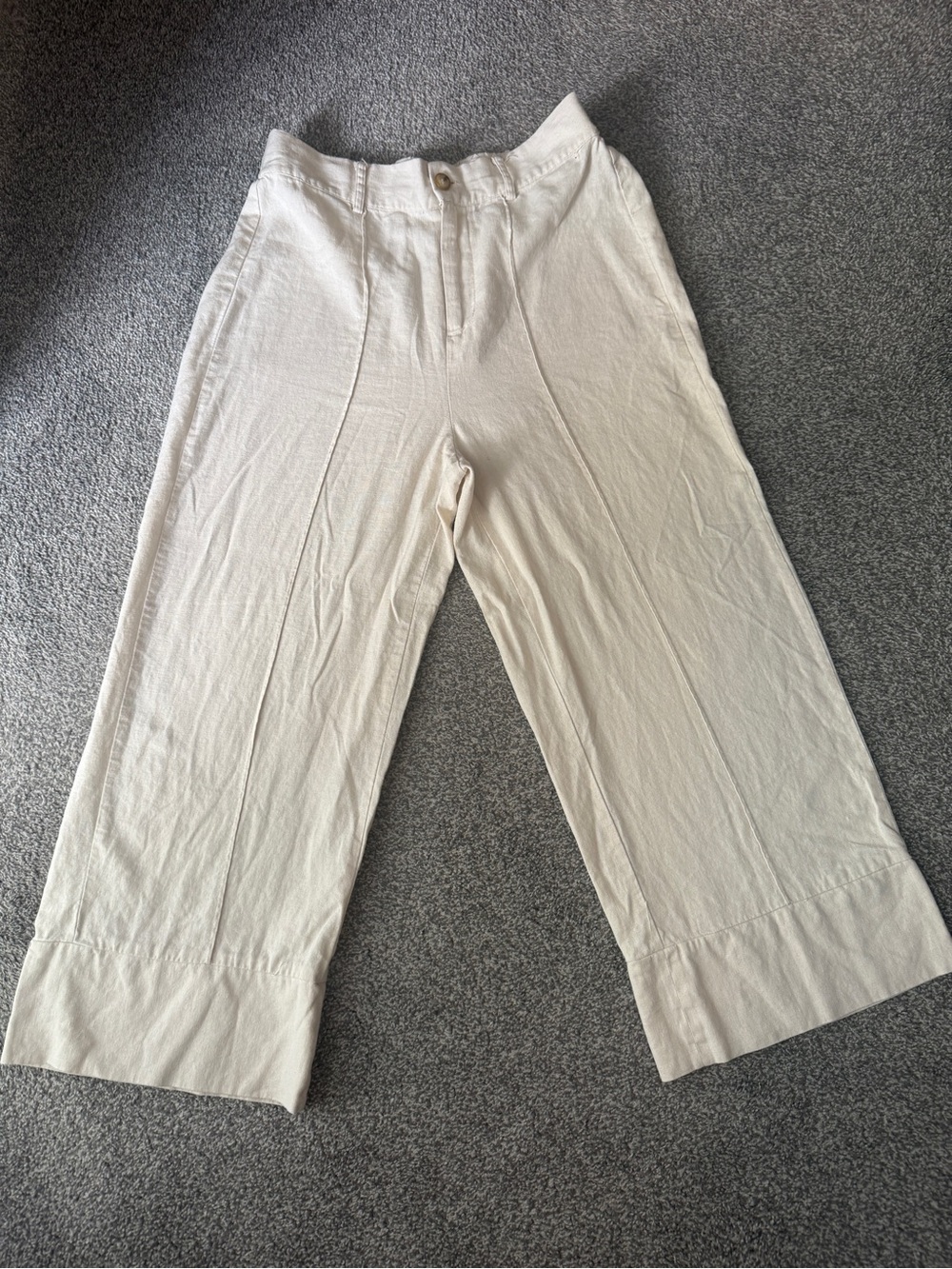 Women’s Cream Wide-Leg Linen Pants